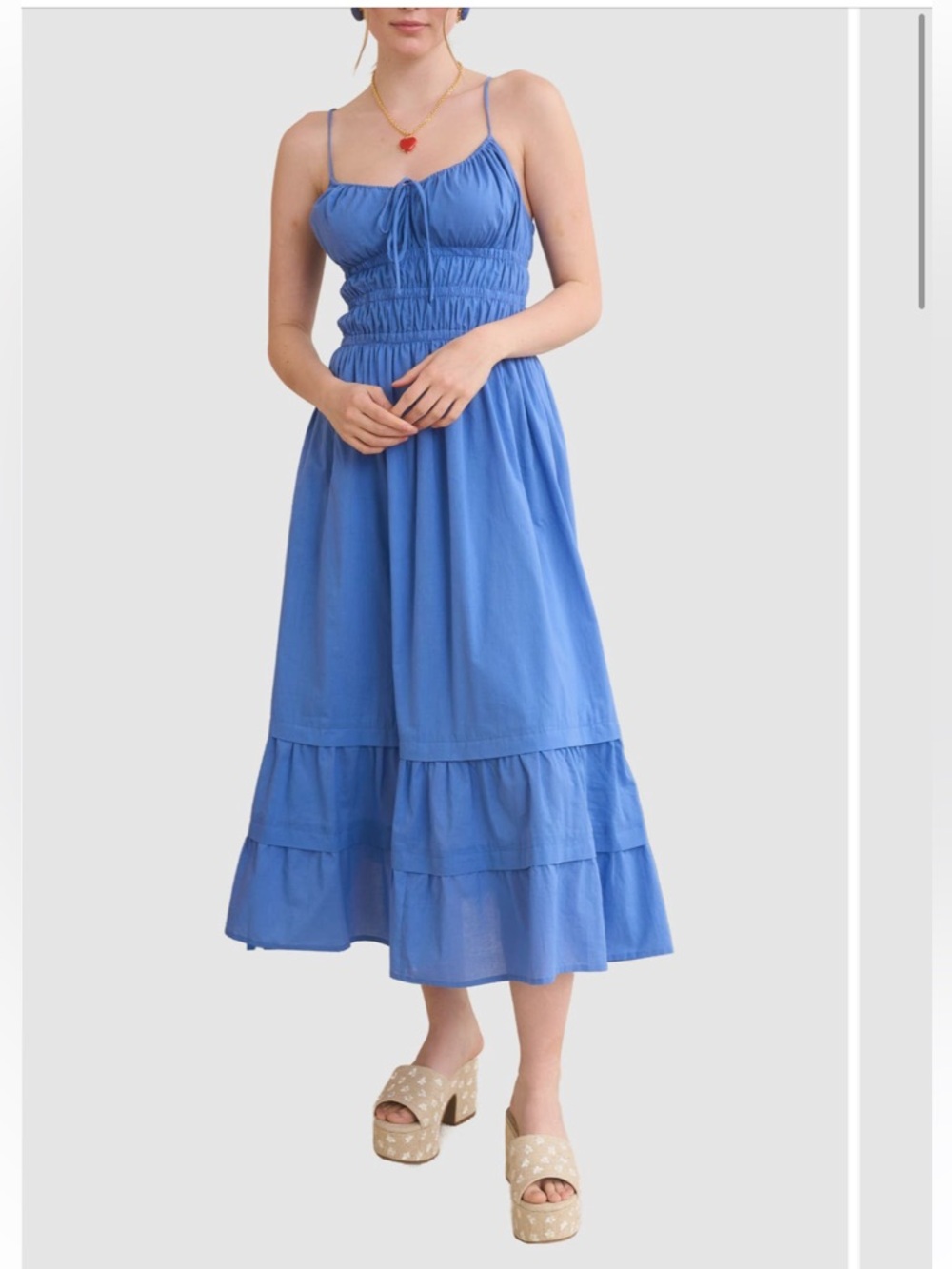 Blu Pepper Royal Blue Smocked Midi Dress